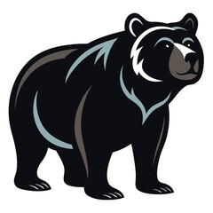 Bold Black-and-White Illustration of a Grizzly Bear with Unique Markings