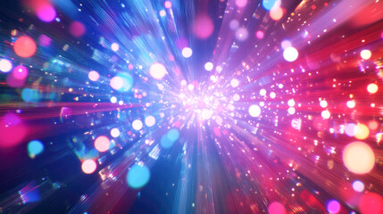 Colorful light burst with vibrant rays and bokeh effect