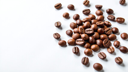 Obraz premium coffee beans sit plain white surface surrounded empty space perfectly capturing texture