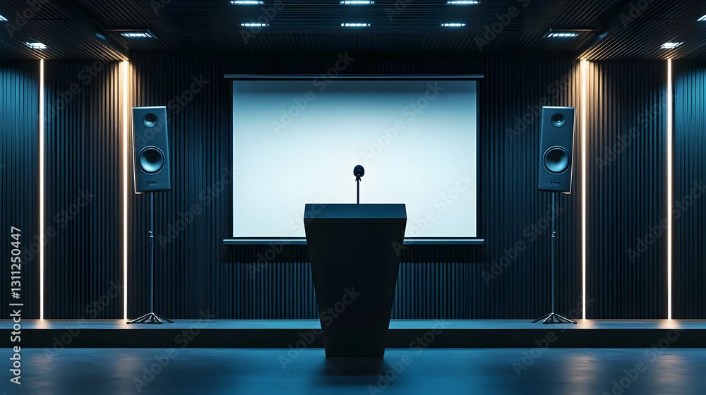 Poster presentation setup conference room photostock image sleek environment front view professional concep