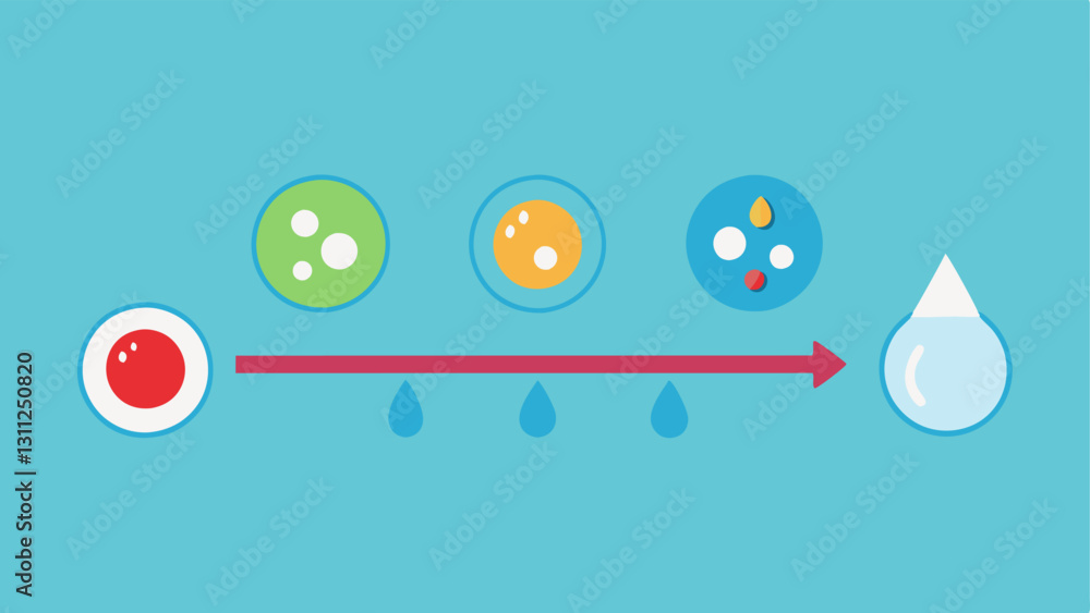 Poster timelapse effect a sequence of small icons showing the timeline of pore reduction effects from initi