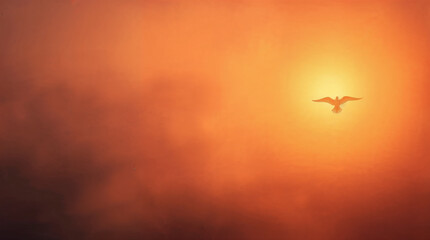 Obraz premium Divine ascension background: bird soars towards heaven in golden light.