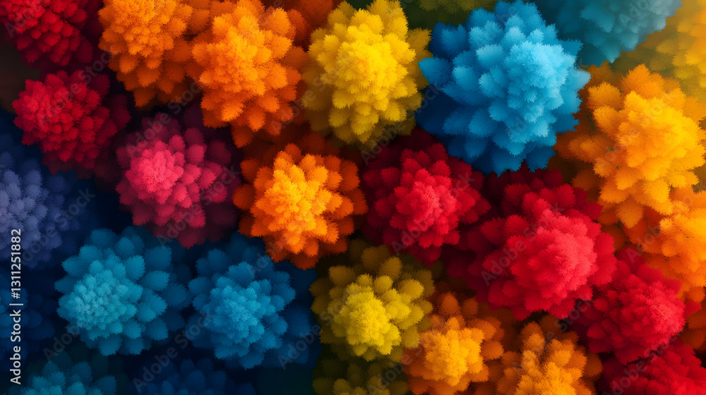 Poster a vibrant collection of colorful, textured shapes creating a visually stunning display. perfect for 