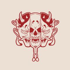 Human head skull surrounded by chains	
