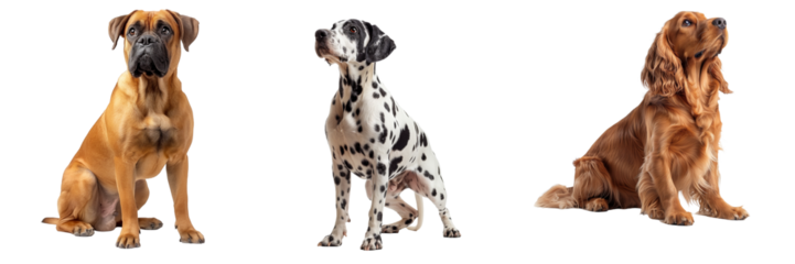 Set dog isolated on transparent background. PNG. Generated AI