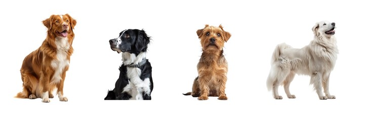 Set dog isolated on transparent background. PNG. Generated AI