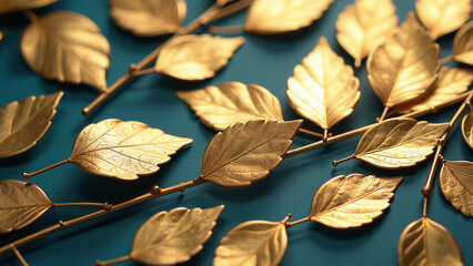 gold foil leaves create reflective surface calming visually captivating nature