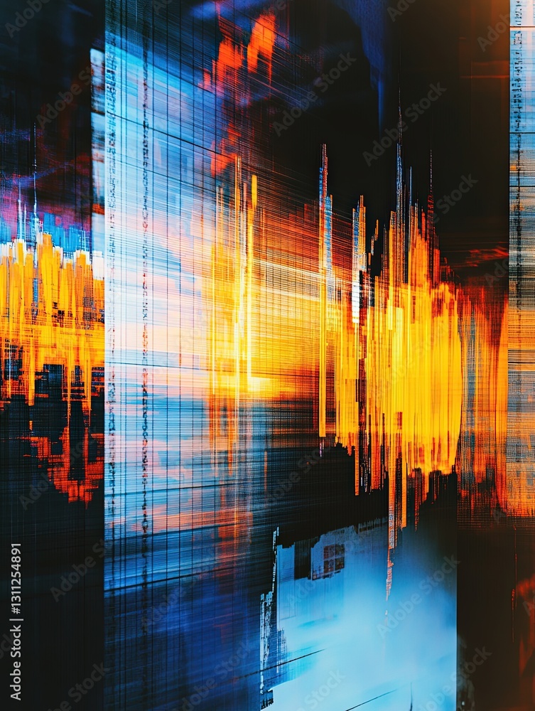 Poster digital abstract background with colorful waves and lines