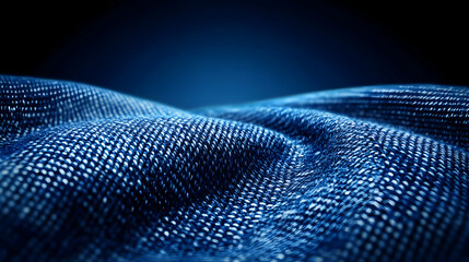 Close-up of textured blue fabric, showcasing its intricate patterns and soft feel, perfect for fashion and design themes.