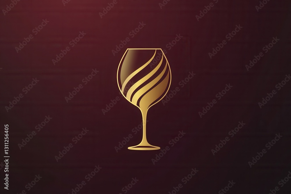 Aufkleber sophisticated wine glass logo with abstract lines in deep red and gold for elegant brand identity