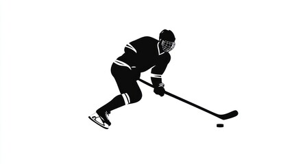 Obraz premium Hockey player skating and shooting
