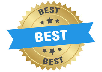 best. best round blue and gold label isolated on transparent background