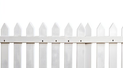 White picket fence section isolated on white background