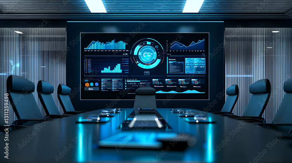 Poster analyzing business management insights corporate office dashboard visualization modern workspace dig