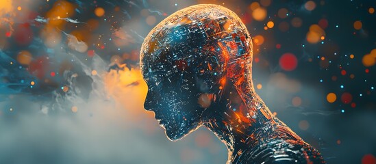 artificial intelligence cyber robot, copy space