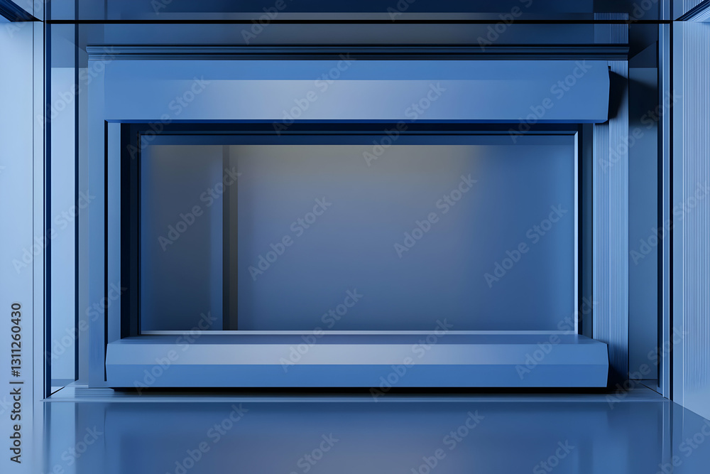 Poster 3d render blue minimalist store showcase display background image
