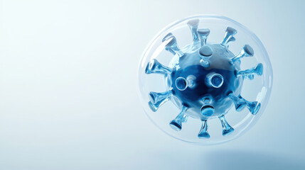 transparent glass shield encapsulates virus symbol, representing protection