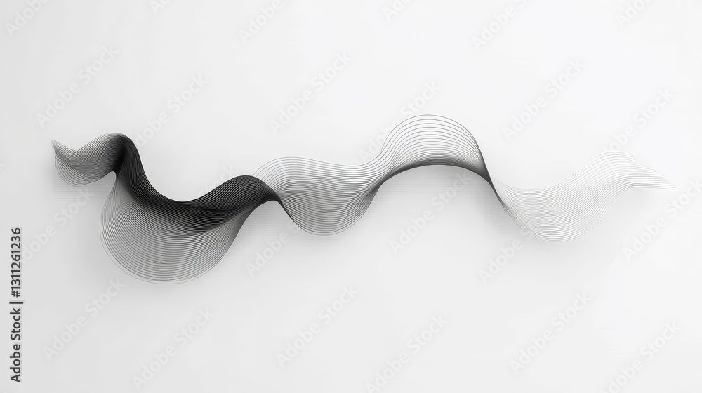Poster abstract black and white wave design with gradient curves and lines