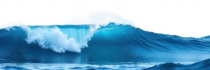 Obraz premium Isolated blue ocean wave splashing, dynamic, cutout , foam, cutout wave
