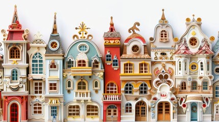 Obraz premium A charming European cityscape created using detailed paper quilling techniques.