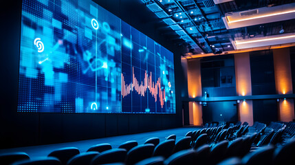 High-tech display event modern cinema digital art indoor setting audience perspective led screen innovation