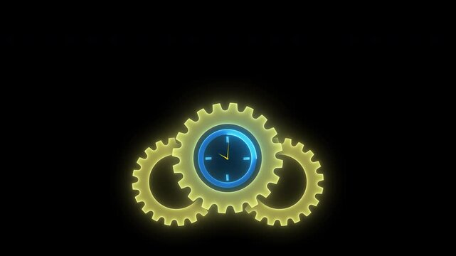 Business efficiency concept, how much a company or organization can produce as it relates to time, cost and quality. Glowing neon line of operation efficiency icon isolated on transparent background.