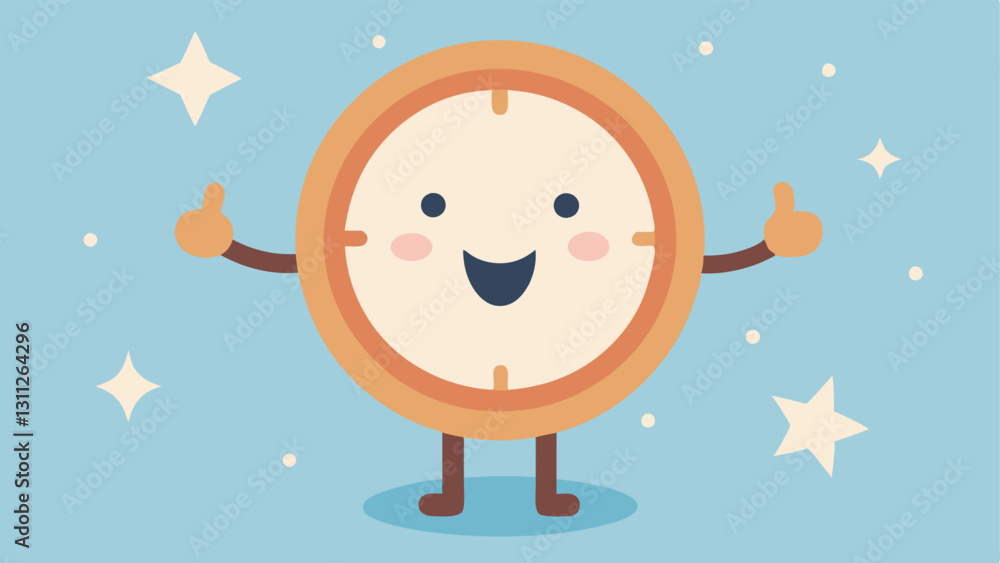 Aufkleber whimsical timekeeper an anthropomorphic clock with a woodenstyle frame. the clocks face features a c