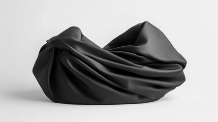 Draped black satin fabric in soft folds. Perfect for fashion, beauty, or luxury product displays.