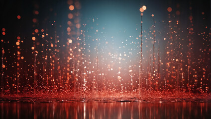 Crimson rain: abstract bokeh creates a dreamlike, magical digital background.