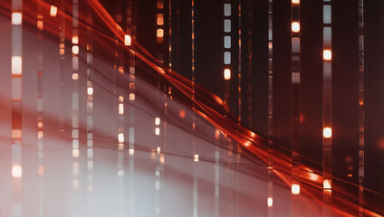 Red Ember glow: abstract shapes dance in a digital, modern space.