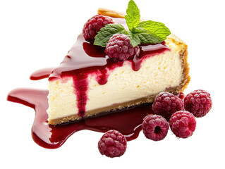 Isolated Slice of Raspberry Cheesecake