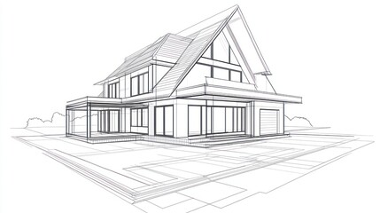 Architectural drawing of a modern house design