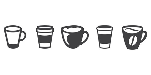 Professional Coffee Cup Logo Icons Silhouette Vector Illustration