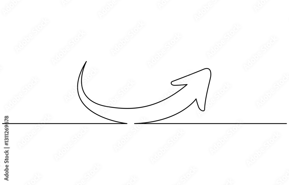 Poster continuous one line drawing of arrow. arrow pointing up and down line drawing of arrow, down arrow c