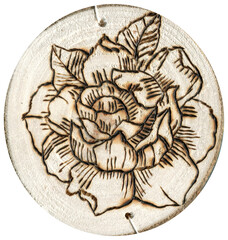 Peony Line Art pyrography.