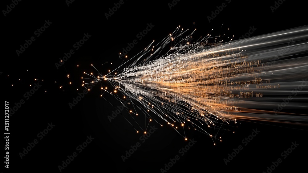 Aufkleber abstract digital art with light trails and data particles in motion