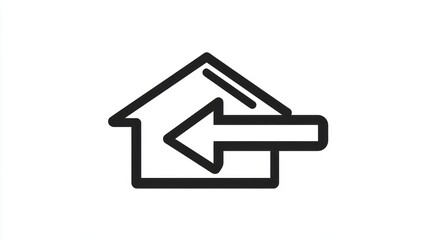 Naklejka premium Simple home icon with exit arrow. Possible use in UI design