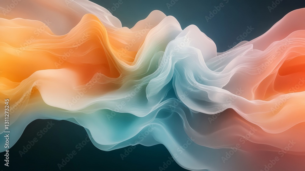 Poster ethereal flowing colors in abstract waveform design
