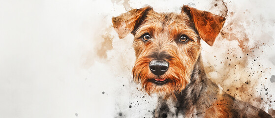 Charming Irish Terrier Dog Watercolor Portrait - Cute and Playful Canine Art for Dog Lovers Home Decor and Gift Ideas Featuring a Beautifully Rendered Pet Illustration