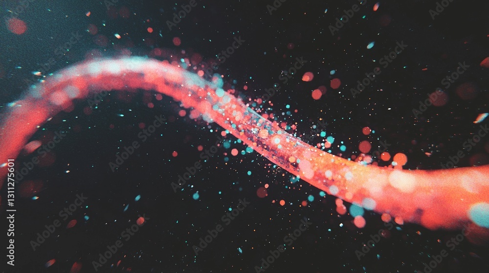 Poster this 3d render presents an abstract neon background with a space tunnel turning to the left, infused