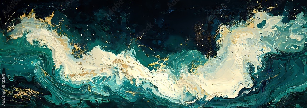 Poster modern fluid art features an abstract and colorful background created by a swirl of acrylic pouring 