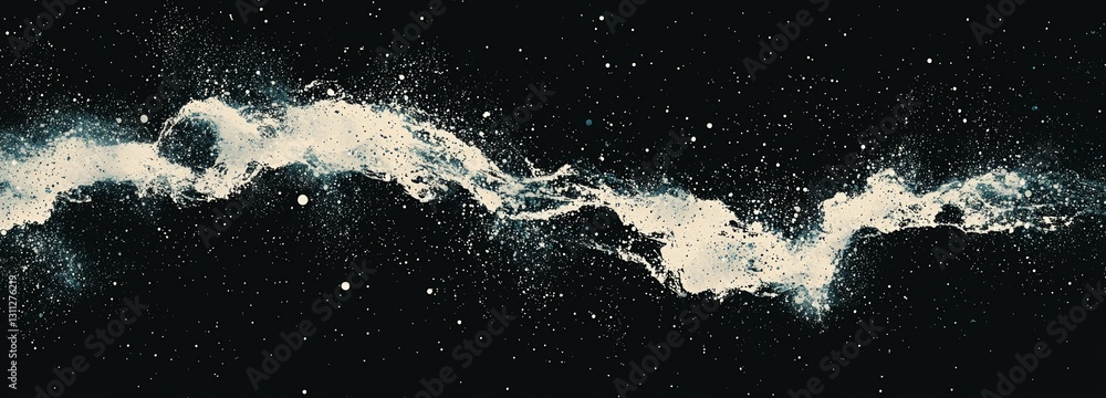 Aufkleber a blue abstract background composed of points, accompanied by falling cyber particles and a big data
