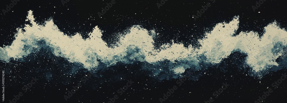 Poster An abstract blue background, consisting of points, serves as the setting for falling cyber particles and a big data stream, all produced using 3D rendering methods