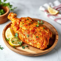 Fried chicken breast, roasted chicken with vegetables