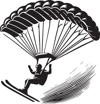 parachute with a parachute, black paragliding in the sky icon vector illustration, paragliding in the sky silhouette vector, paragliding in the sky silhouette vector black and white