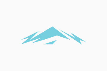 Minimalist modern mountain silhouette in blue logo