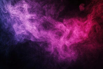 Pink and purple smoke creating abstract shapes on black background