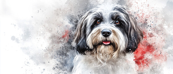 Adorable Tibetan Terrier Dog Watercolor Portrait - Cute and Charming Canine Art for Dog Lovers Pet Enthusiasts and Home Decor Perfect for Gifts and Collectibles