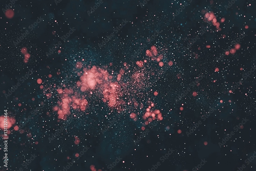 Poster Connected dots on a space background visually represent the abstract concept of a wireless communication network, embodying the internet of things in an image