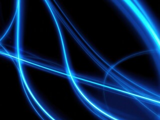 Abstract Blue Light Trails on Black Background